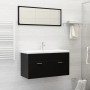 Engineered wood black bathroom furniture set by , Bathroom furniture - Ref: Foro24-3070884, Price: 271,38 €, Discount: %