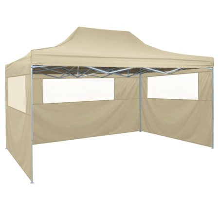 Carpa plegable profesional con 3 paredes acero color crema 3x4m de , Carpas y cenadores - Ref: Foro24-48893, Precio: 160,43 €...