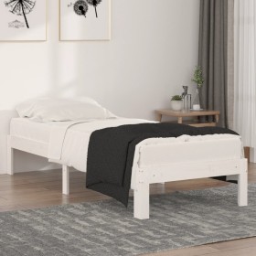 White single solid wood bed frame 75x190 cm by , Beds and slatted bases - Ref: Foro24-810326, Price: 71,08 €, Discount: %