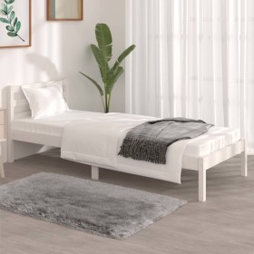 Solid white pine wood bed frame 75x190 cm by , Beds and slatted bases - Ref: Foro24-810391, Price: 70,88 €, Discount: %