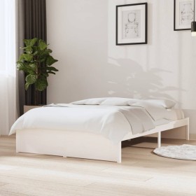 Estructura de cama doble pequeña madera maciza blanca 120x190cm de , Camas y somieres - Ref: Foro24-814920, Precio: 137,60 €,...