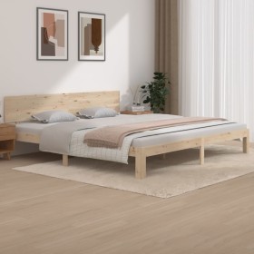 Solid pine wood bed frame 200x200 cm by , Beds and slatted bases - Ref: Foro24-810515, Price: 154,99 €, Discount: %