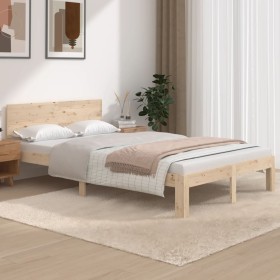 Solid pine wood bed frame 120x200 cm by , Beds and slatted bases - Ref: Foro24-810490, Price: 103,46 €, Discount: %