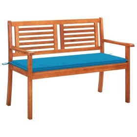 2 seater garden bench solid eucalyptus wood and cushion 120 cm by , garden benches - Ref: Foro24-3060973, Price: 176,68 €, Di...