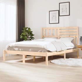 Solid pine wood bed frame 140x190 cm by , Beds and slatted bases - Ref: Foro24-3101003, Price: 126,24 €, Discount: %