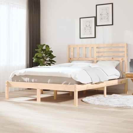 Solid pine wood bed frame 140x190 cm by , Beds and slatted bases - Ref: Foro24-3101003, Price: 124,67 €, Discount: %