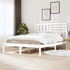 Solid white pine wood bed frame 120x190 cm by , Beds and slatted bases - Ref: Foro24-3100994, Price: 139,28 €, Discount: %