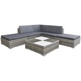 6-teiliges Gartenmöbel-Set und graue synthetische Rattankissen von vidaXL, Gartensets - Ref: Foro24-42737, Preis: 560,59 €, R...