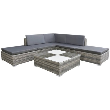 6-piece garden furniture set and gray synthetic rattan cushions by vidaXL, Garden sets - Ref: Foro24-42737, Price: 560,59 €, ...