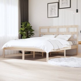 Solid pine wood bed frame 160x200 cm by , Beds and slatted bases - Ref: Foro24-3101228, Price: 133,06 €, Discount: %