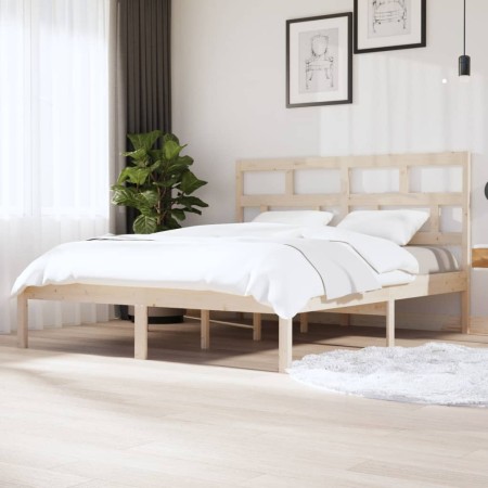 Solid pine wood bed frame 160x200 cm by , Beds and slatted bases - Ref: Foro24-3101228, Price: 127,99 €, Discount: %