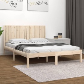 Solid pine wood bed frame 160x200 cm by , Beds and slatted bases - Ref: Foro24-3104423, Price: 146,99 €, Discount: %