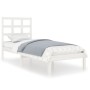 White single solid wood bed frame 75x190 cm by , Beds and slatted bases - Ref: Foro24-3105431, Price: 95,54 €, Discount: %