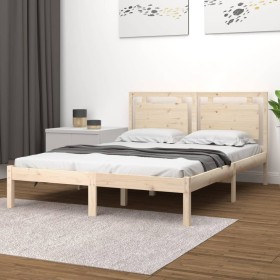 Solid pine wood bed frame 140x190 cm by , Beds and slatted bases - Ref: Foro24-3105515, Price: 125,68 €, Discount: %