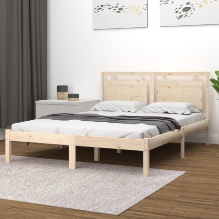 Estructura de cama madera maciza de pino 140x190 cm de , Camas y somieres - Ref: Foro24-3105515, Precio: 124,10 €, Descuento: %