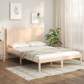 Solid pine wood bed frame 160x200 cm by , Beds and slatted bases - Ref: Foro24-3105740, Price: 167,03 €, Discount: %