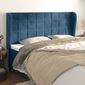 Headboard with dark blue velvet ears 163x23x118/128 cm by , Headboards and footboards - Ref: Foro24-3118014, Price: 131,99 €,...