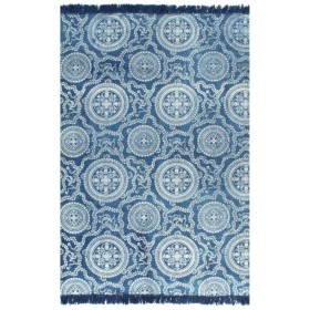 Alfombra de algodón Kilim 120x180 cm estampado azul de vidaXL, Alfombras - Ref: Foro24-246559, Precio: 31,99 €, Descuento: %