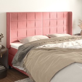 Cabecero con orejas de terciopelo rosa 163x16x118/128 cm de , Cabeceros y pies de cama - Ref: Foro24-3119639, Precio: 124,99 ...