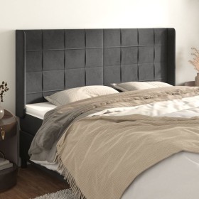 Cabecero con orejas de terciopelo gris oscuro 203x16x118/128 cm de , Cabeceros y pies de cama - Ref: Foro24-3119647, Precio: ...