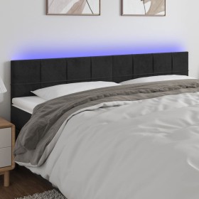 Cabecero con LED de terciopelo negro 160x5x78/88 cm de , Cabeceros y pies de cama - Ref: Foro24-3121668, Precio: 66,44 €, Des...