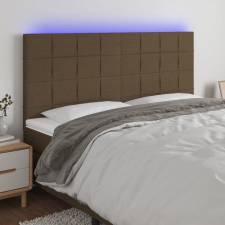 Headboard with LED lights dark brown fabric 200x5x118/128 cm by , Headboards and footboards - Ref: Foro24-3122449, Price: 135...