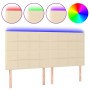 Headboard with LED lights cream fabric 160x5x118/128 cm by , Headboards and footboards - Ref: Foro24-3122435, Price: 118,99 €...