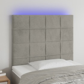 Headboard with LED lights light gray velvet 80x5x118/128 cm by , Headboards and footboards - Ref: Foro24-3122454, Price: 68,4...