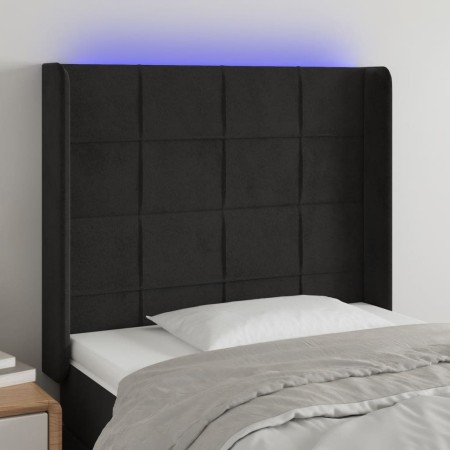 Cabecero con LED de terciopelo negro 83x16x118/128 cm de , Cabeceros y pies de cama - Ref: Foro24-3124080, Precio: 90,62 €, D...