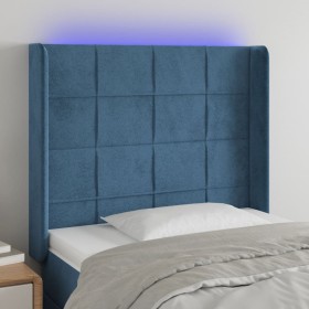 Cabecero con LED de terciopelo azul oscuro 83x16x118/128 cm de , Cabeceros y pies de cama - Ref: Foro24-3124082, Precio: 80,9...