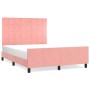 Pink velvet bed frame with headboard 140x190 cm by , Beds and slatted bases - Ref: Foro24-3125756, Price: 248,79 €, Discount: %