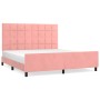 Pink velvet bed frame with headboard 160x200 cm by , Beds and slatted bases - Ref: Foro24-3125768, Price: 220,84 €, Discount: %