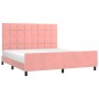 Pink velvet bed frame with headboard 160x200 cm by , Beds and slatted bases - Ref: Foro24-3125768, Price: 220,84 €, Discount: %