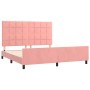 Pink velvet bed frame with headboard 160x200 cm by , Beds and slatted bases - Ref: Foro24-3125768, Price: 220,84 €, Discount: %