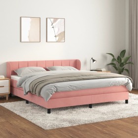 Box spring bed with pink velvet mattress 160x200 cm by , Beds and slatted bases - Ref: Foro24-3127504, Price: 504,91 €, Disco...