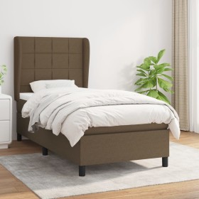 Box spring bed with dark brown fabric mattress 100x200 cm by , Beds and slatted bases - Ref: Foro24-3127944, Price: 396,99 €,...