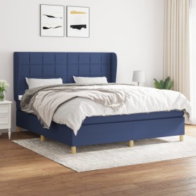 Box spring bed with blue fabric mattress 160x200 cm by , Beds and slatted bases - Ref: Foro24-3128539, Price: 587,52 €, Disco...