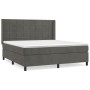 Box spring bed with dark gray velvet mattress 160x200 cm by , Beds and slatted bases - Ref: Foro24-3132688, Price: 564,30 €, ...