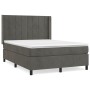 Box spring bed with dark gray velvet mattress 140x190 cm by , Beds and slatted bases - Ref: Foro24-3132676, Price: 528,75 €, ...