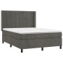 Box spring bed with dark gray velvet mattress 140x190 cm by , Beds and slatted bases - Ref: Foro24-3132676, Price: 528,75 €, ...