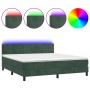 Cama box spring colchón y LED terciopelo verde oscuro 160x200cm de , Camas y somieres - Ref: Foro24-3134414, Precio: 483,99 €...