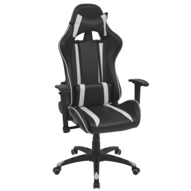 Silla de escritorio Racing reclinable cuero artificial blanca de vidaXL, Sillas de oficina - Ref: Foro24-20163, Precio: 197,2...