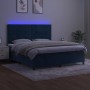 Cama box spring colchón y LED terciopelo azul oscuro 160x200 cm de , Camas y somieres - Ref: Foro24-3136135, Precio: 556,35 €...