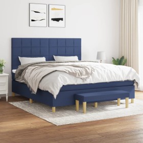 Box spring bed with blue fabric mattress 160x200 cm by , Beds and slatted bases - Ref: Foro24-3137171, Price: 617,68 €, Disco...