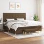 Cama box spring con colchón tela marrón oscuro 200x200 cm de , Camas y somieres - Ref: Foro24-3137184, Precio: 703,84 €, Desc...