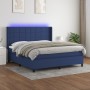 Box spring bed mattress and LED lights blue fabric 160x200 cm by , Beds and slatted bases - Ref: Foro24-3138331, Price: 603,7...