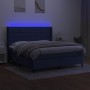 Boxspringbettmatratze und LED-Leuchten aus blauem Stoff 160x200 cm von , Betten und Lattenroste - Ref: Foro24-3138331, Preis:...