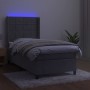 Box spring bed with mattress and LED light gray velvet 80x200 cm by , Beds and slatted bases - Ref: Foro24-3139529, Price: 34...