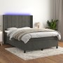 Box spring bed with mattress and LED dark gray velvet 140x190 cm by , Beds and slatted bases - Ref: Foro24-3139560, Price: 51...