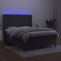 Box spring bed with mattress and LED dark gray velvet 140x190 cm by , Beds and slatted bases - Ref: Foro24-3139560, Price: 51...